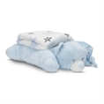 Coperta POFFY DUO 90x75cm, con cuscino animale 45x30cm BLUE